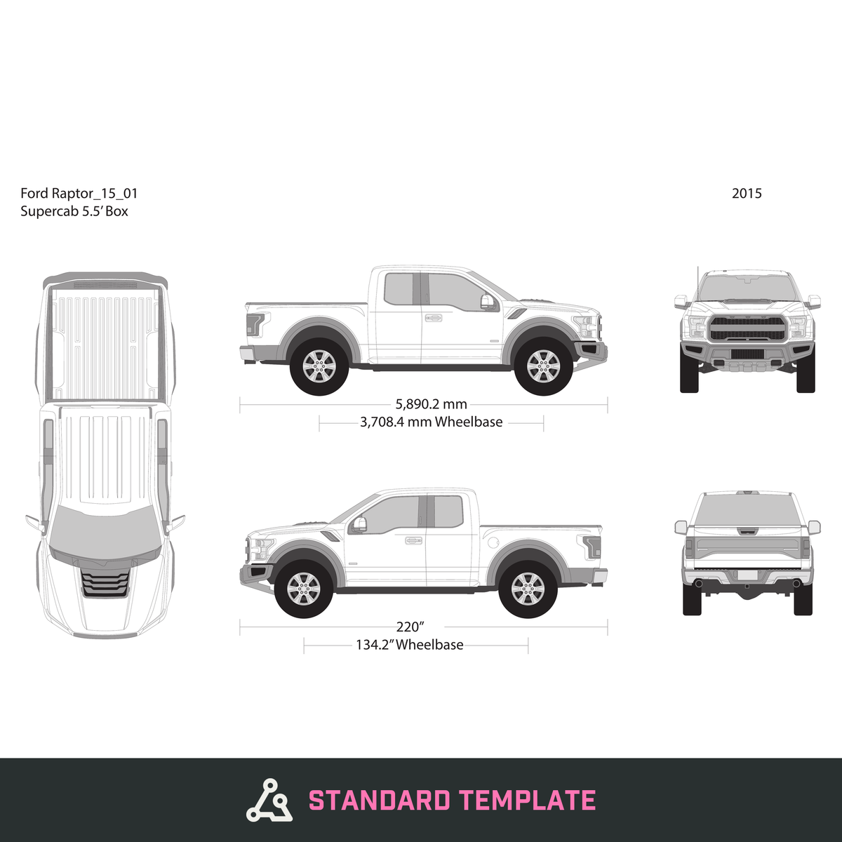 2015 Ford Raptor vector wrap template V01, Design-Ready PDF - GravBase