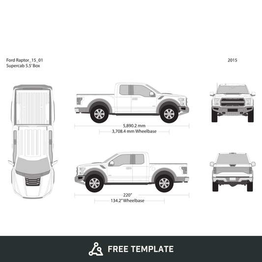 2015 Ford Raptor free vector vehicle wrap template - GravBase