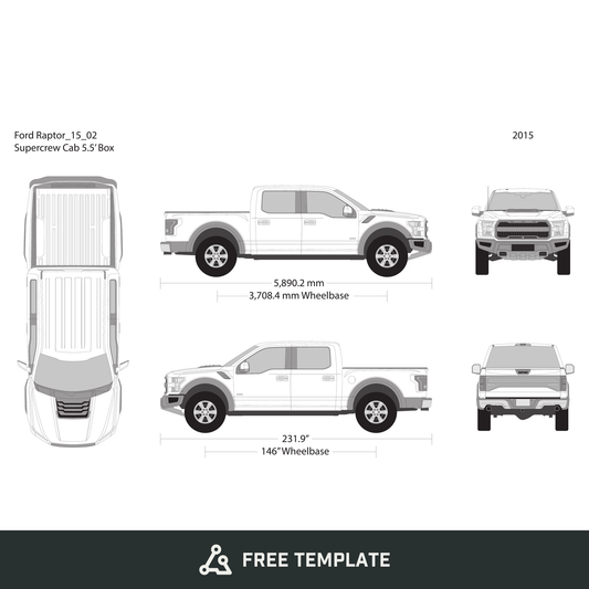 2015 Ford Raptor free vector vehicle wrap template - GravBase