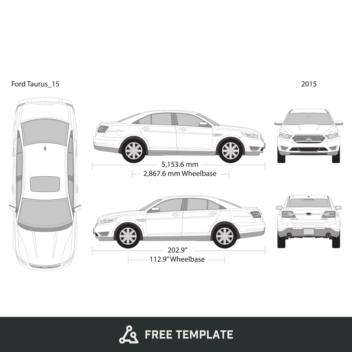 2015 Ford Taurus free vector vehicle wrap template - GravBase