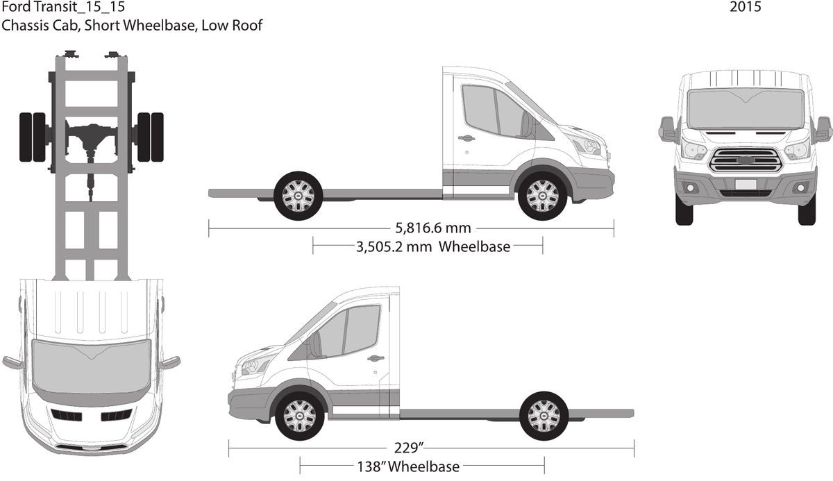 2015 Ford Transit Chassis Vector Wrap Template - GravBase