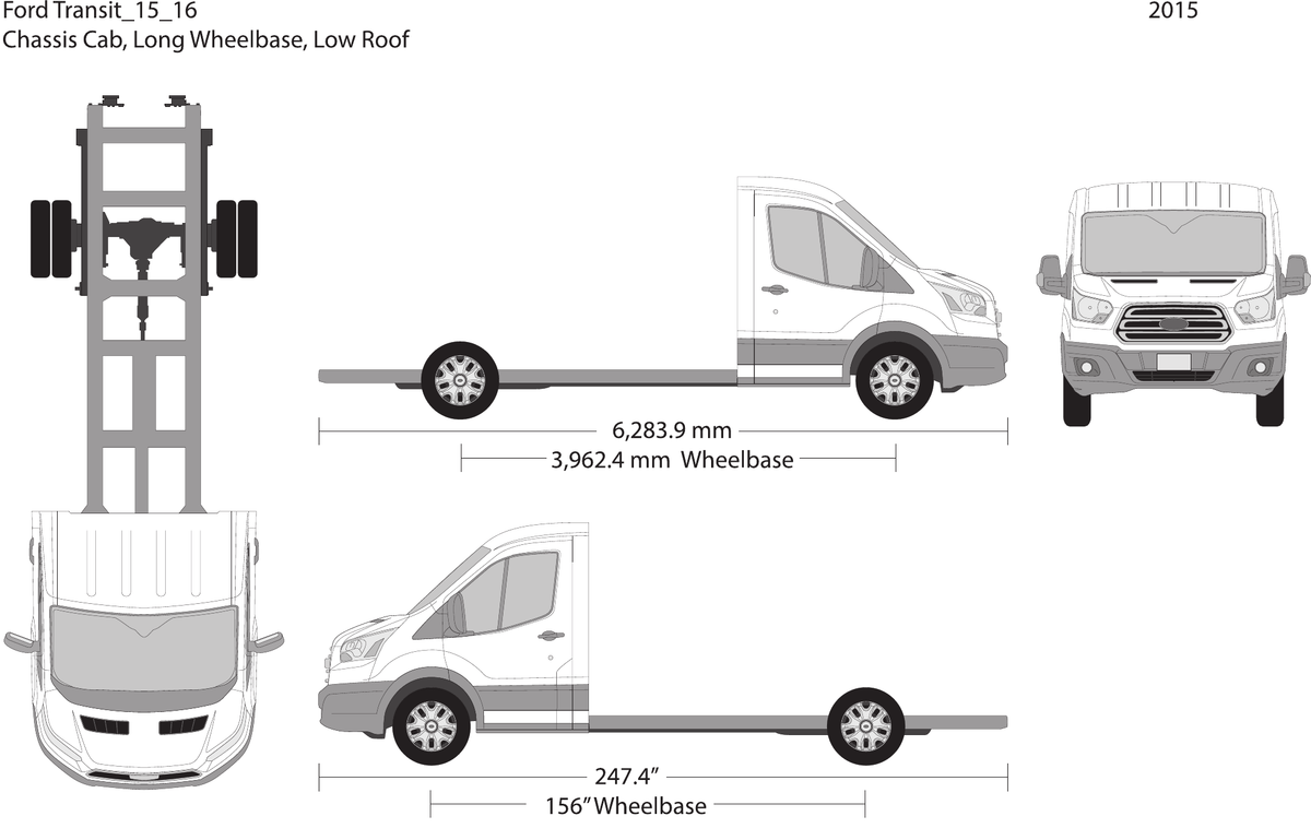 2015 Ford Transit Chassis vector wrap template V16, Design-Ready PDF - GravBase