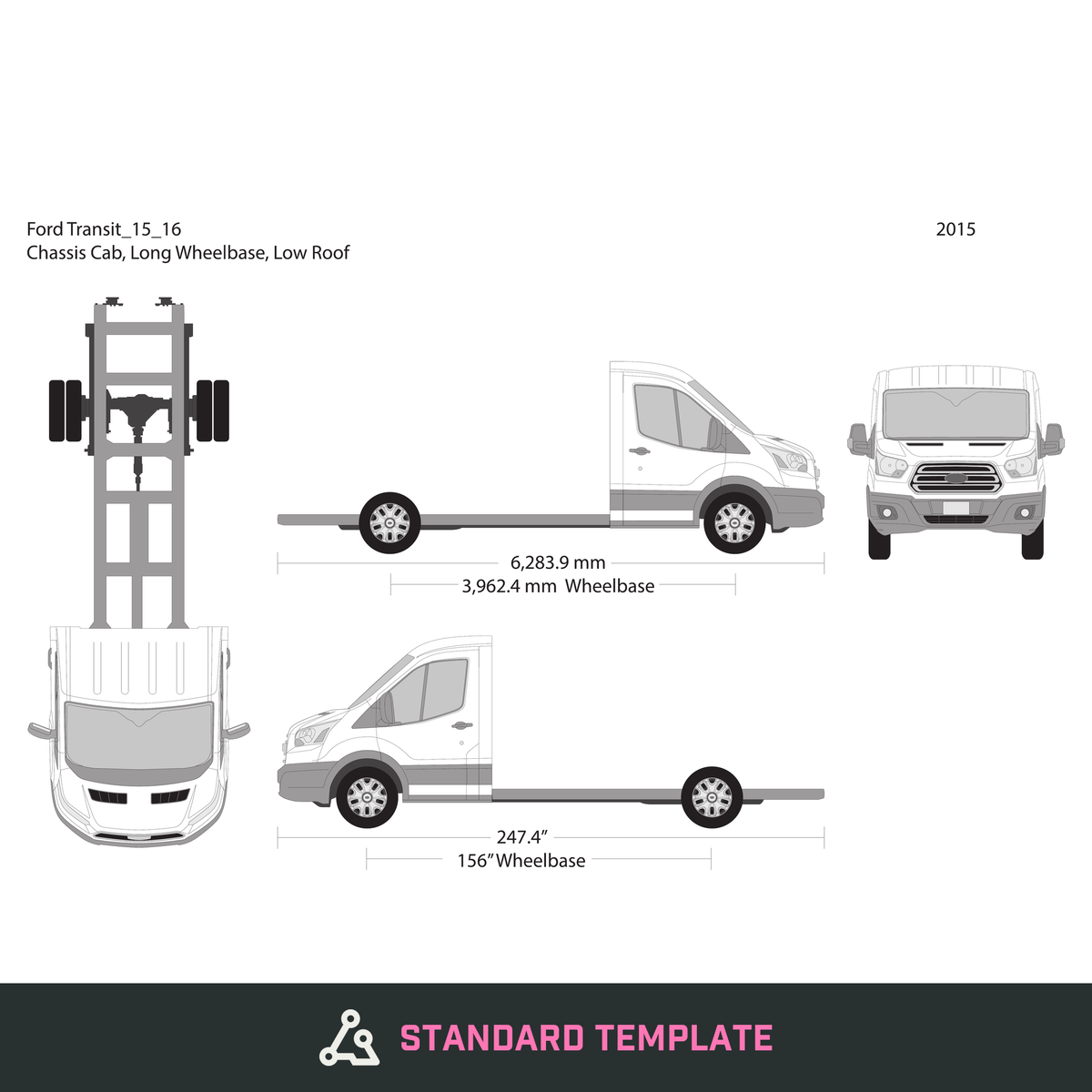2015 Ford Transit Chassis vector wrap template V16, Design-Ready PDF - GravBase