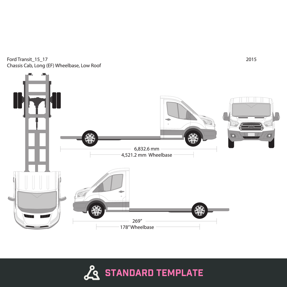 2015 Ford Transit Chassis vector wrap template V17, Design-Ready PDF - GravBase