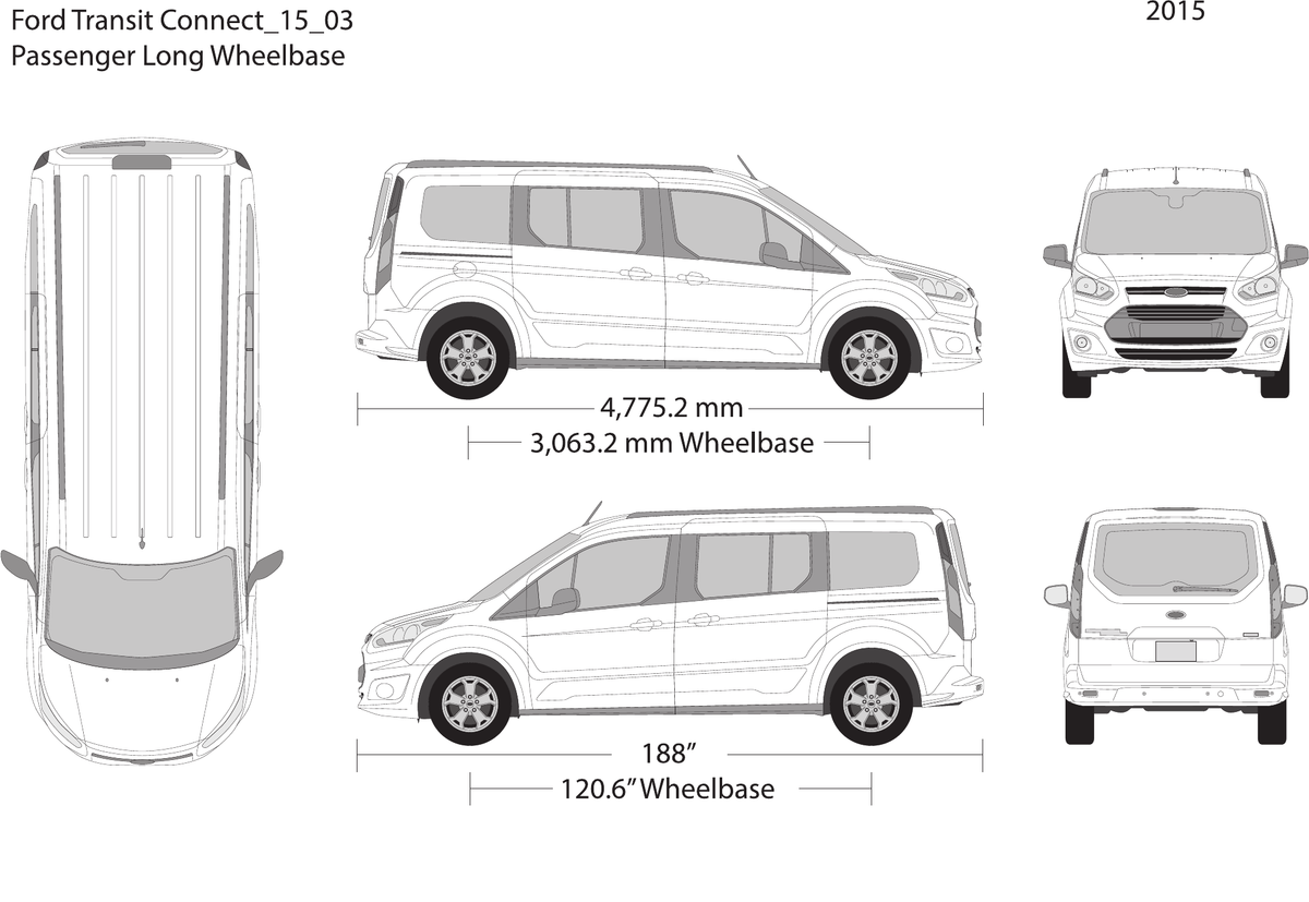 2015 Ford Transit Connect vector wrap template V03, Design-Ready PDF - GravBase