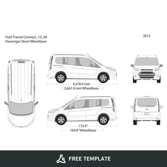 2015 Ford Transit Connect free vector vehicle wrap template - GravBase