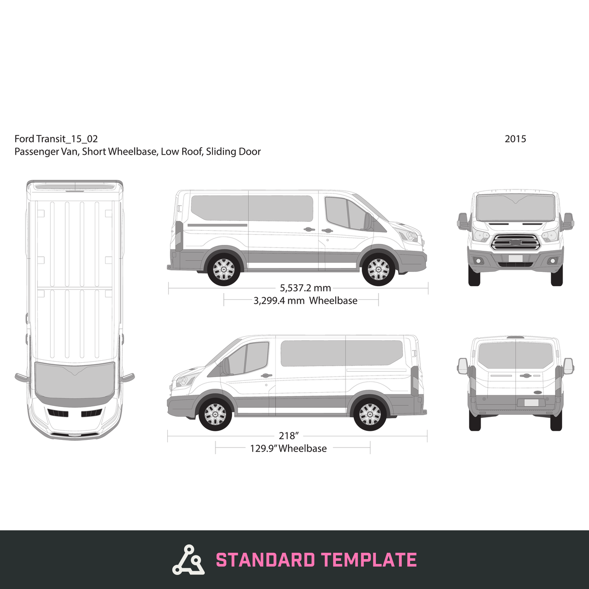 2015 Ford Transit Sliding Door vector wrap template V02, Design-Ready PDF - GravBase