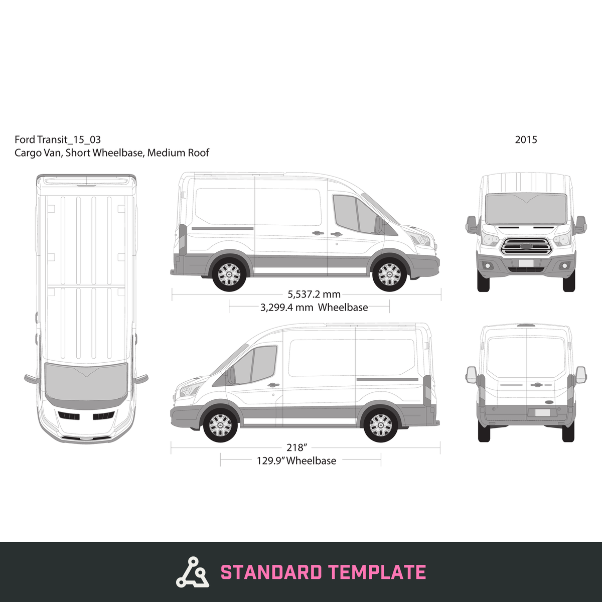 2015 Ford Transit Sliding Door vector wrap template V03, Design-Ready PDF - GravBase