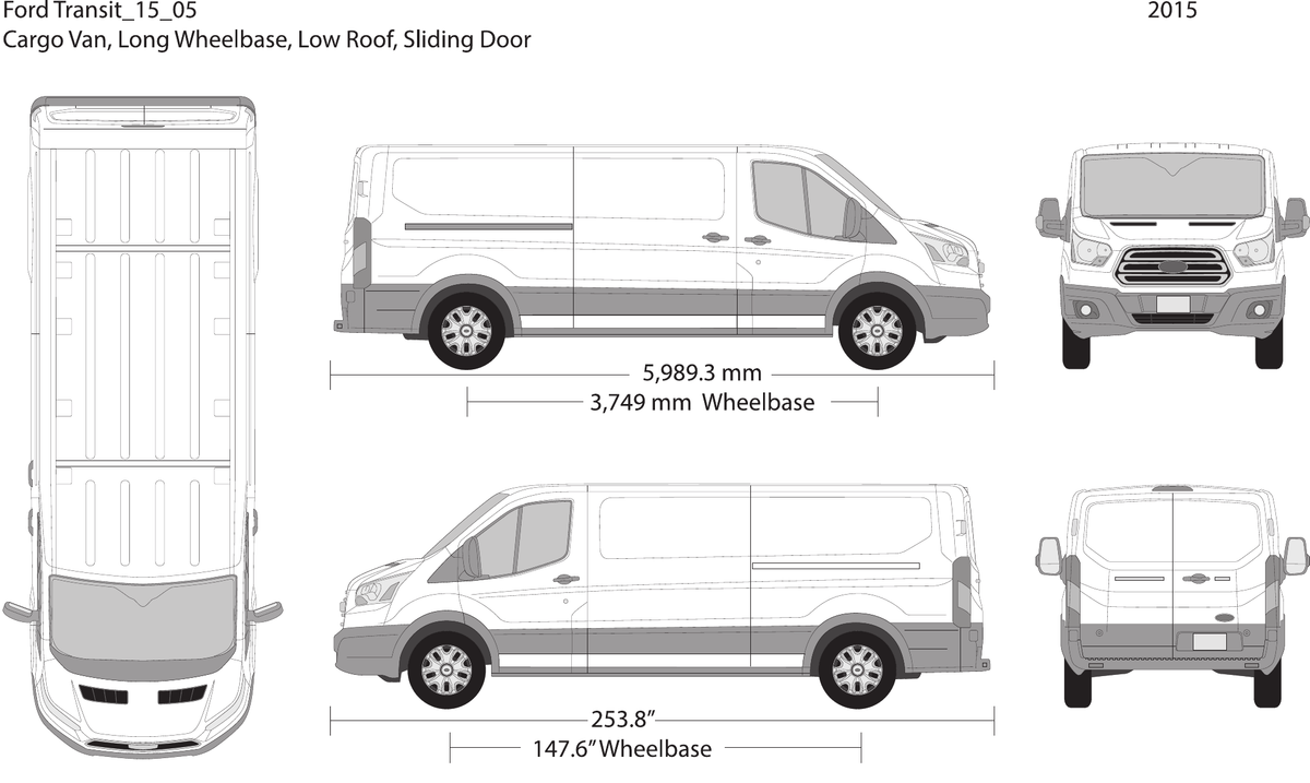 2015 Ford Transit Sliding Door vector wrap template V05, Design-Ready PDF - GravBase