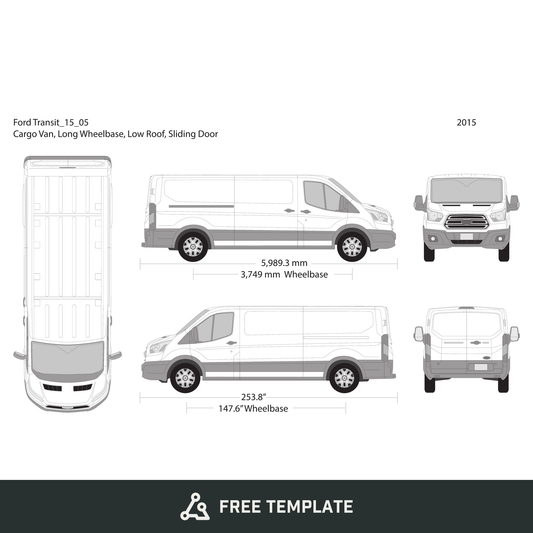 2015 Ford Transit Sliding Door free vector vehicle wrap template - GravBase