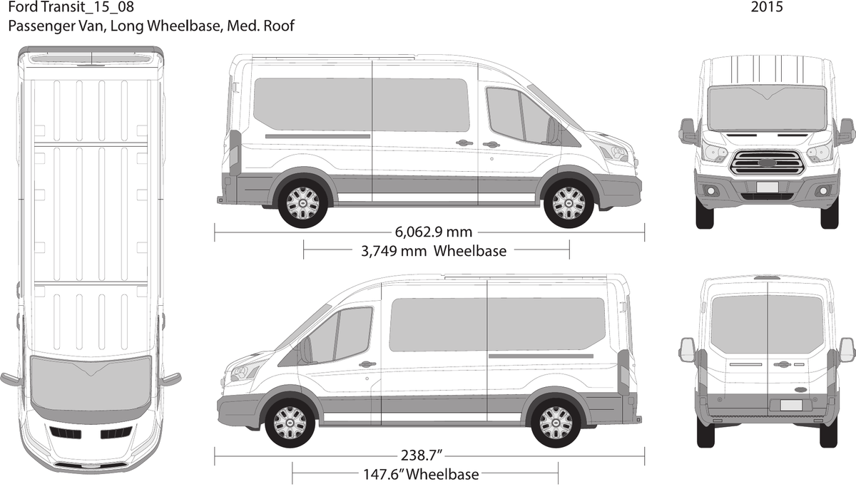 2015 Ford Transit Sliding Door Vector Wrap Template - GravBase