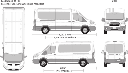 2015 Ford Transit Sliding Door Vector Wrap Template - GravBase