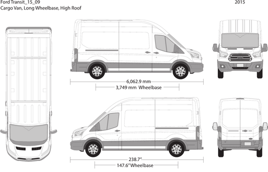 2015 Ford Transit Sliding Door Vector Wrap Template - GravBase