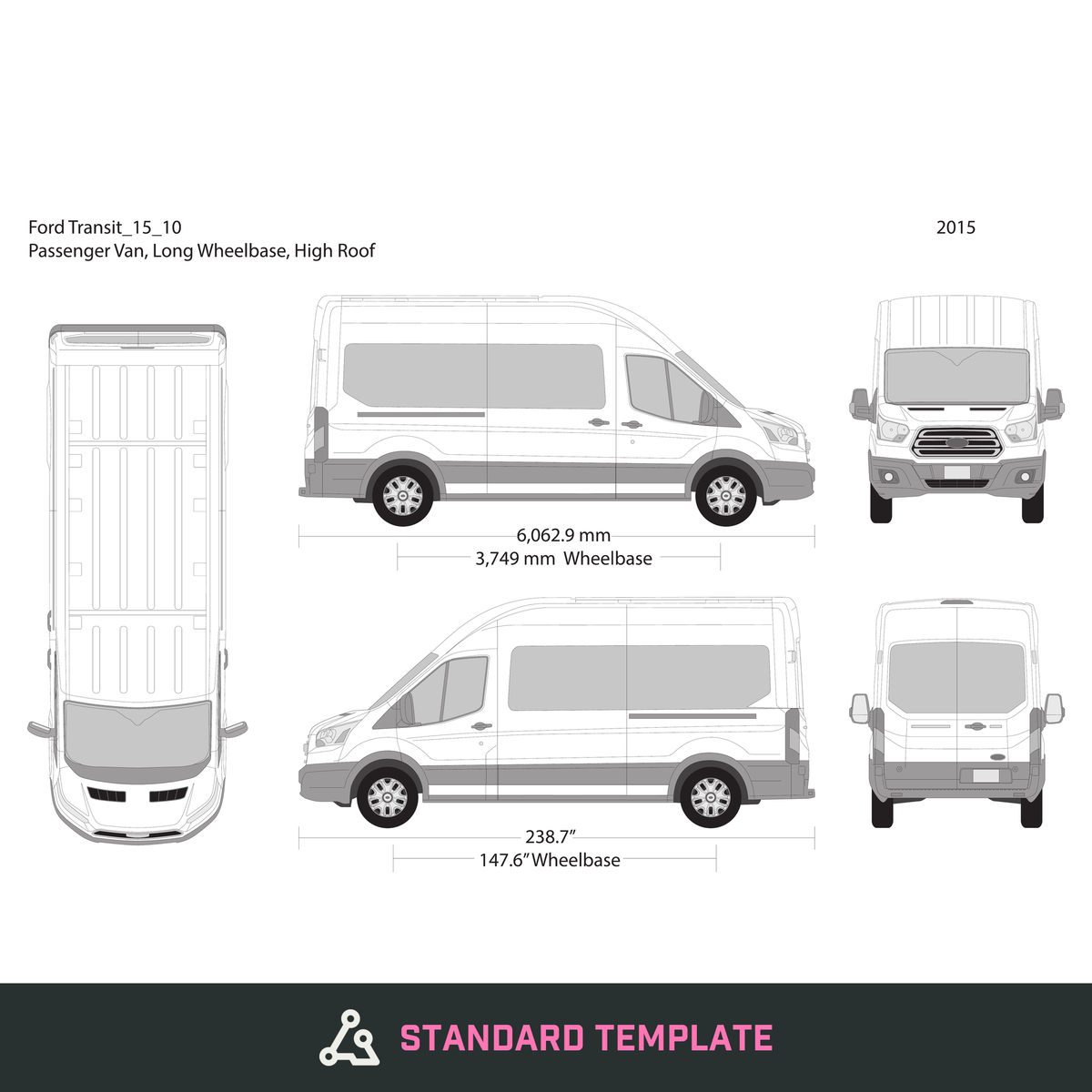 2015 Ford Transit Sliding Door vector wrap template V10, Design-Ready PDF - GravBase