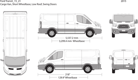 2015 Ford Transit Swing Door Vector Wrap Template - GravBase