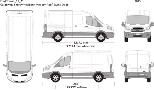 2015 Ford Transit Swing Door Vector Wrap Template - GravBase