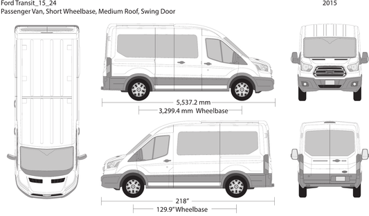 2015 Ford Transit Swing Door Vector Wrap Template - GravBase