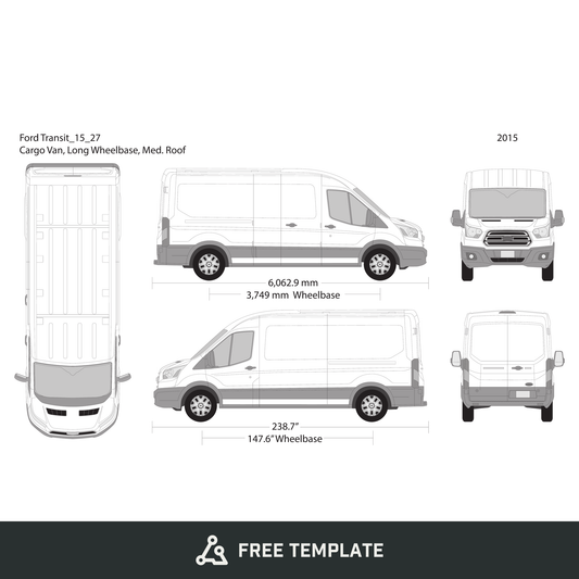 2015 Ford Transit Swing Door free vector vehicle wrap template - GravBase