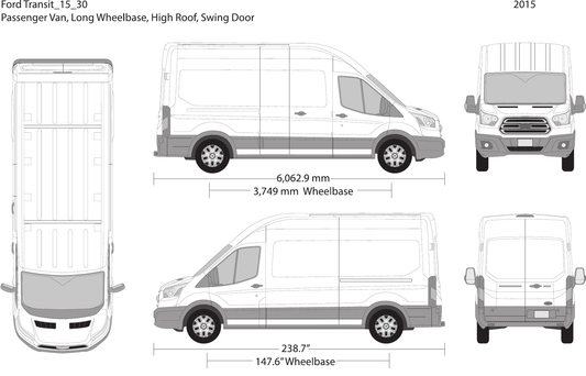 2015 Ford Transit Swing Door Vector Wrap Template - GravBase