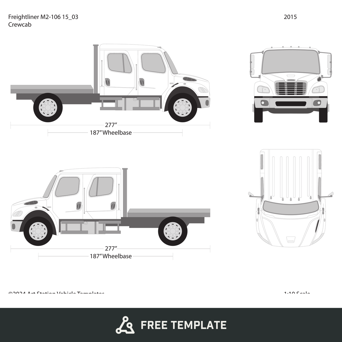 2015 Freightliner M2-106 free vector vehicle wrap template - GravBase