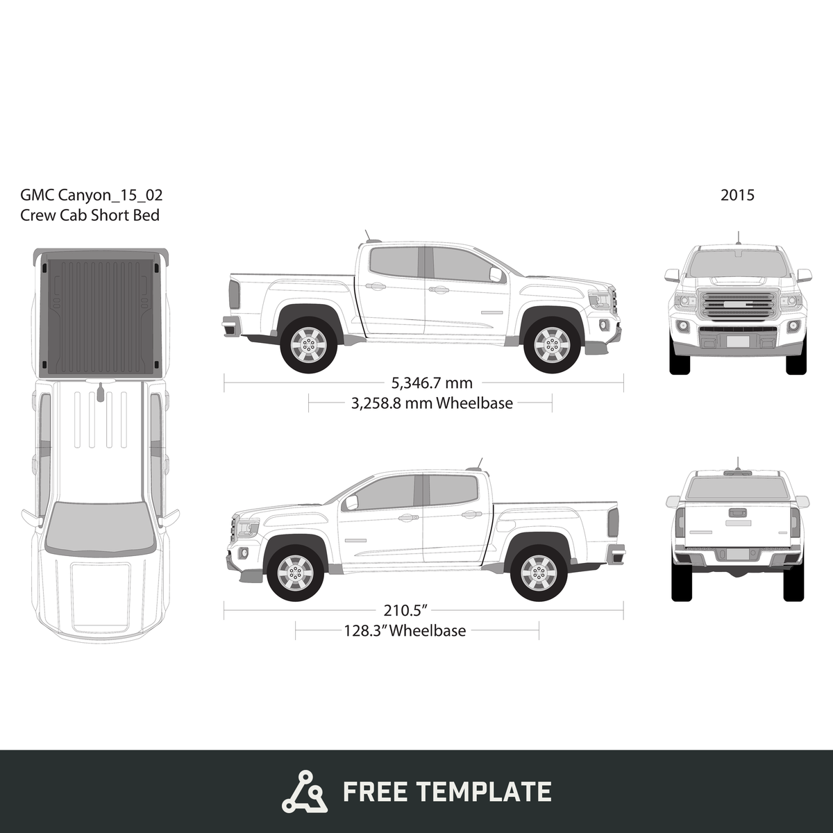 2015 GMC Canyon free vector vehicle wrap template - GravBase