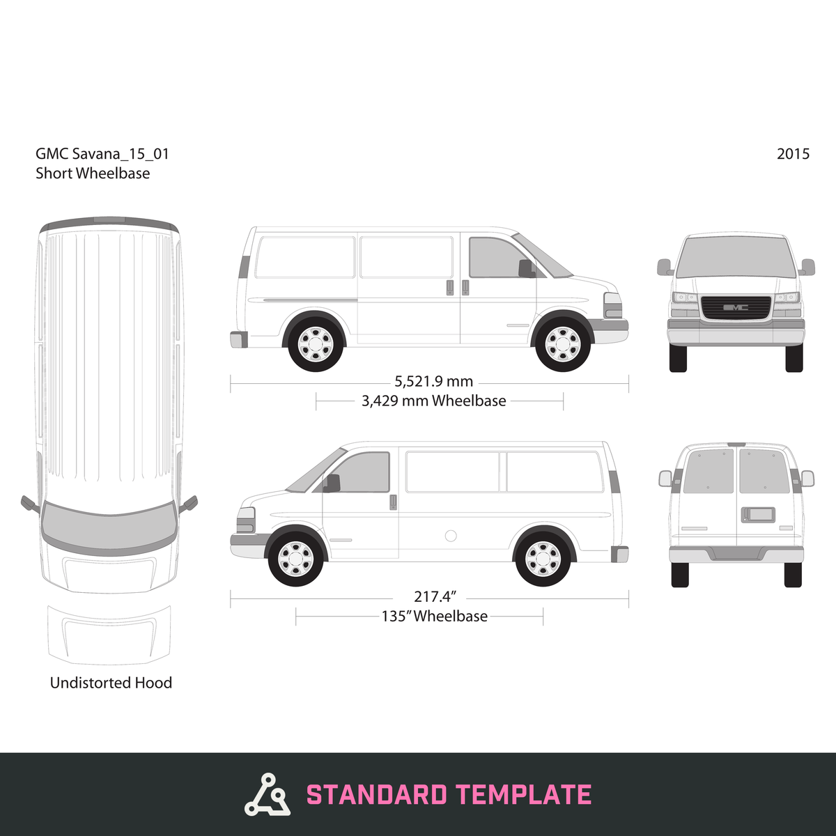 2015 GMC Savana vector wrap template V01, Design-Ready PDF - GravBase
