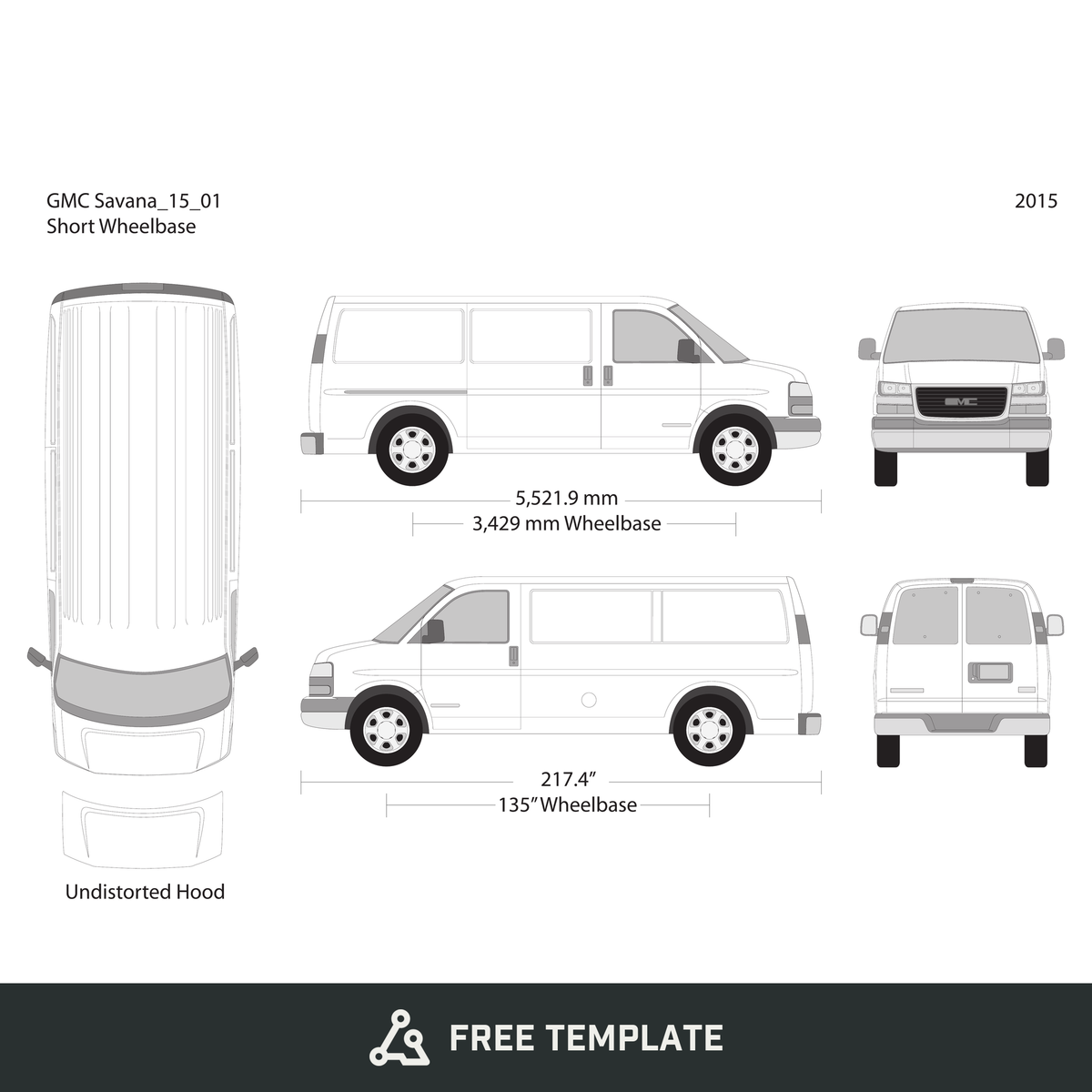 2015 GMC Savana free vector vehicle wrap template - GravBase
