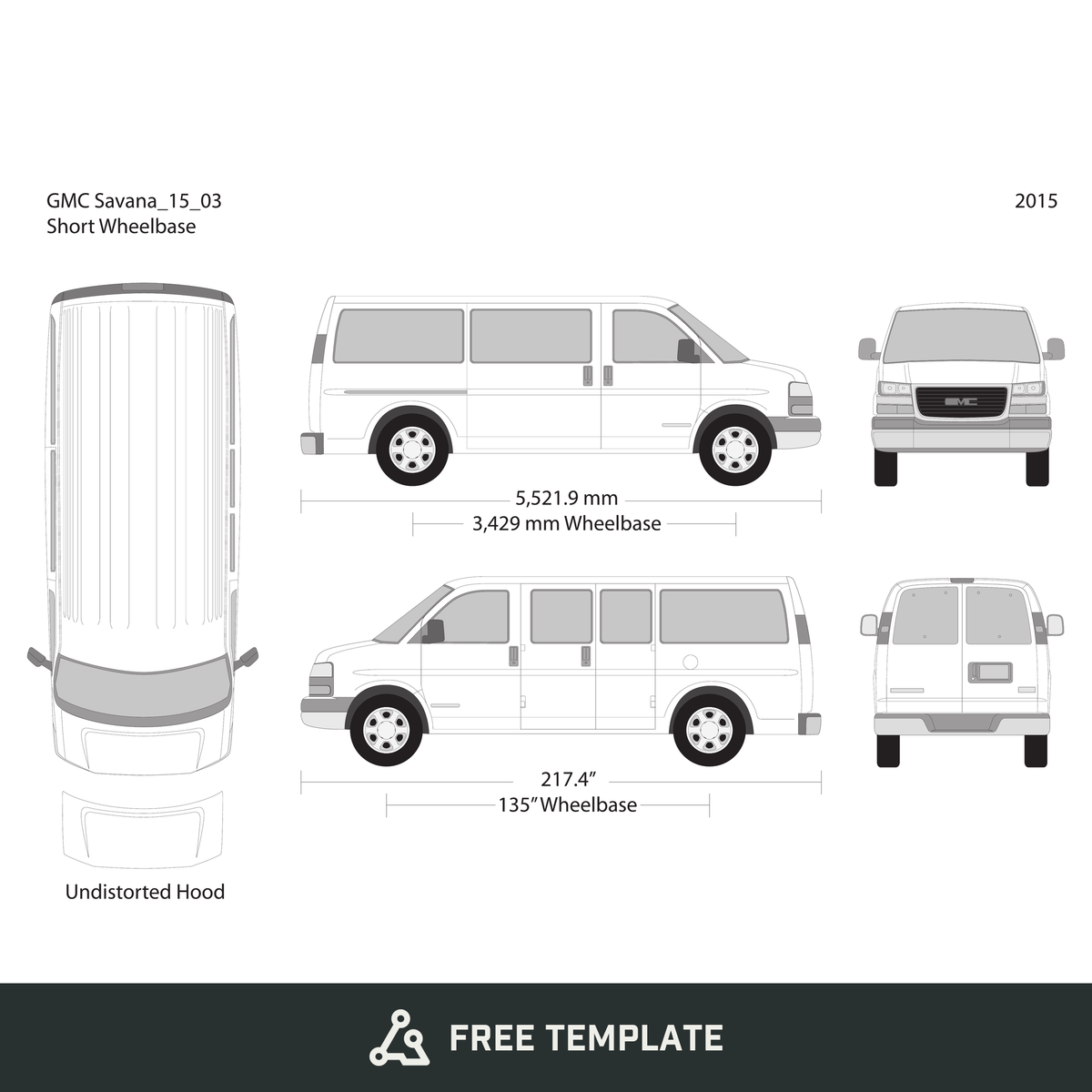 2015 GMC Savana free vector vehicle wrap template - GravBase