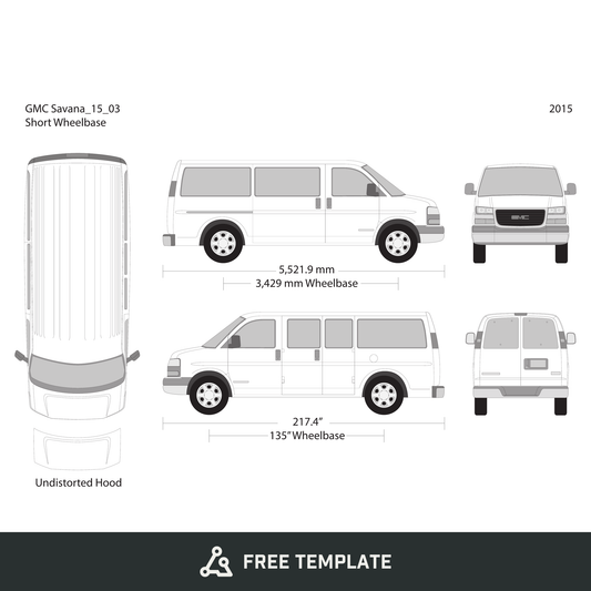 2015 GMC Savana free vector vehicle wrap template - GravBase