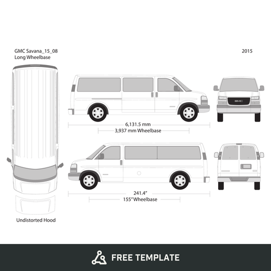 2015 GMC Savana free vector vehicle wrap template - GravBase
