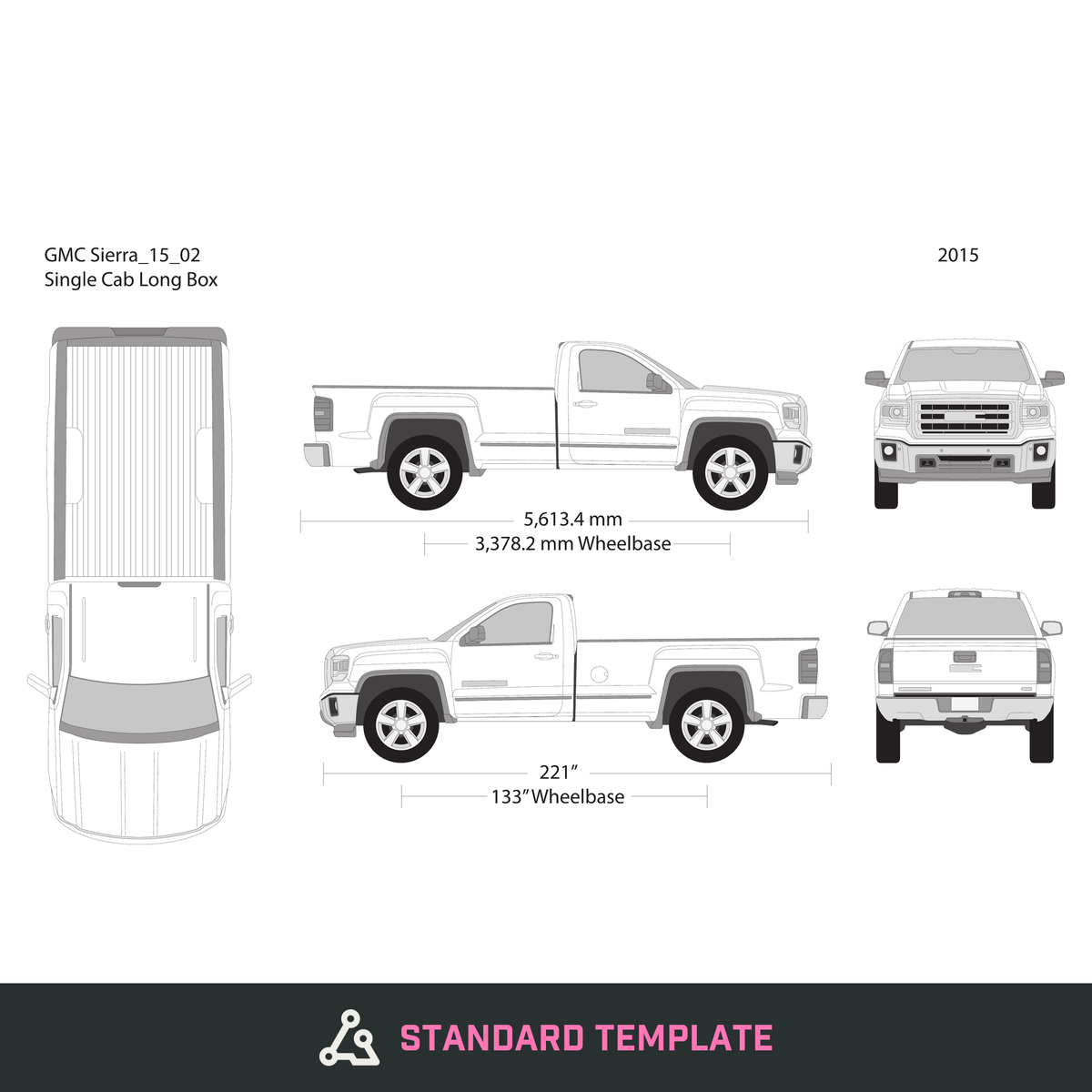 2015 GMC Sierra 1500 vector wrap template V02, Design-Ready PDF - GravBase