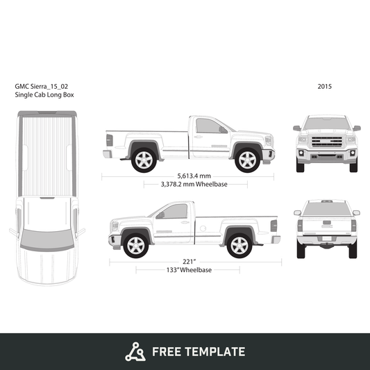 2015 GMC Sierra 1500 free vector vehicle wrap template - GravBase