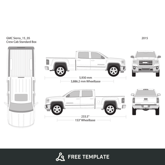 2015 GMC Sierra 1500 free vector vehicle wrap template - GravBase
