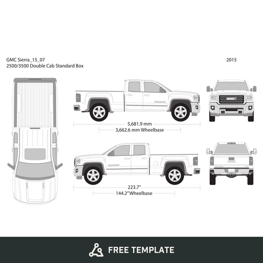 2015 GMC Sierra 2500-3500 HD free vector vehicle wrap template - GravBase