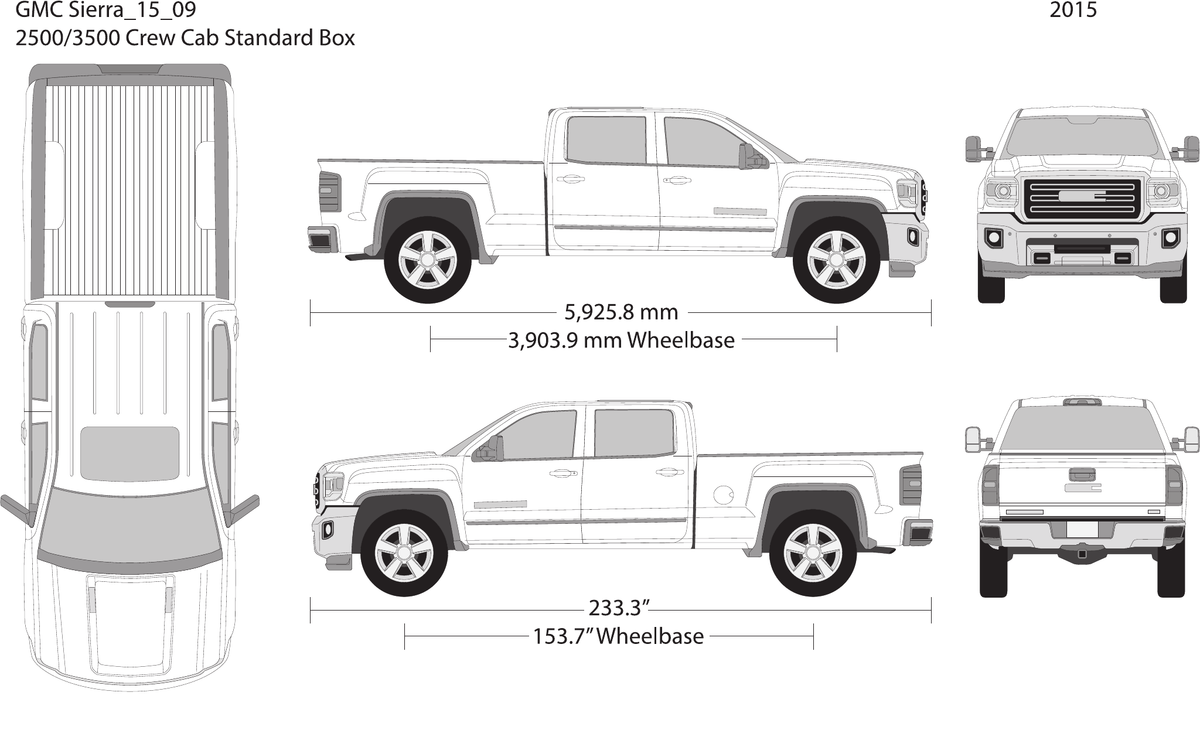 2015 GMC Sierra 2500-3500 HD vector wrap template V09, Design-Ready PDF - GravBase