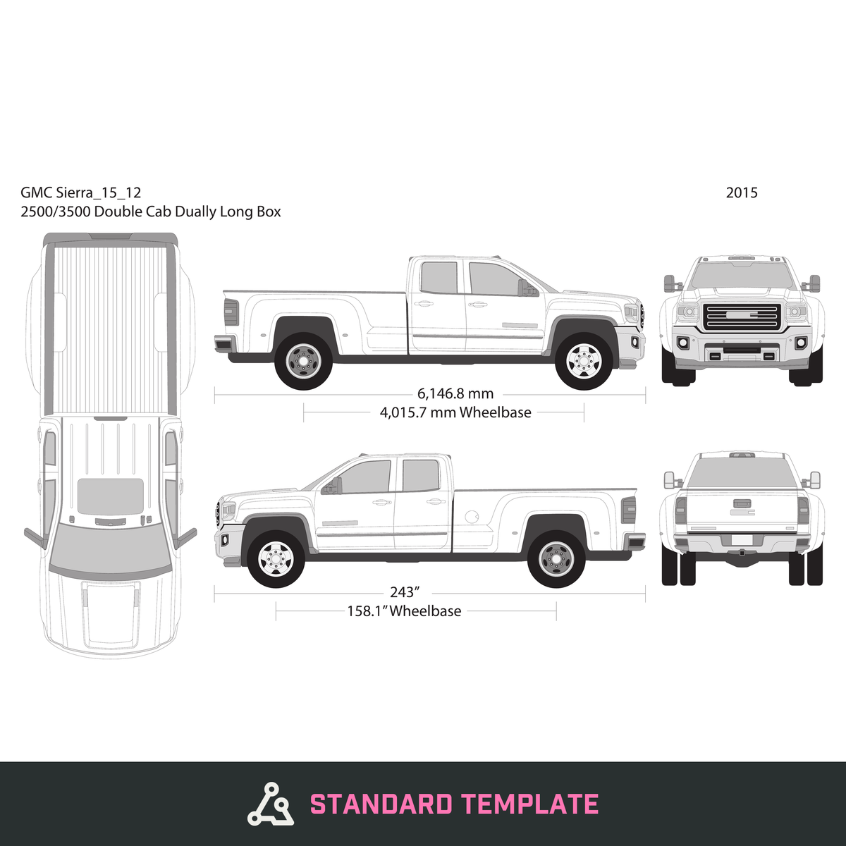 2015 GMC Sierra 2500-3500 HD vector wrap template V12, Design-Ready PDF - GravBase