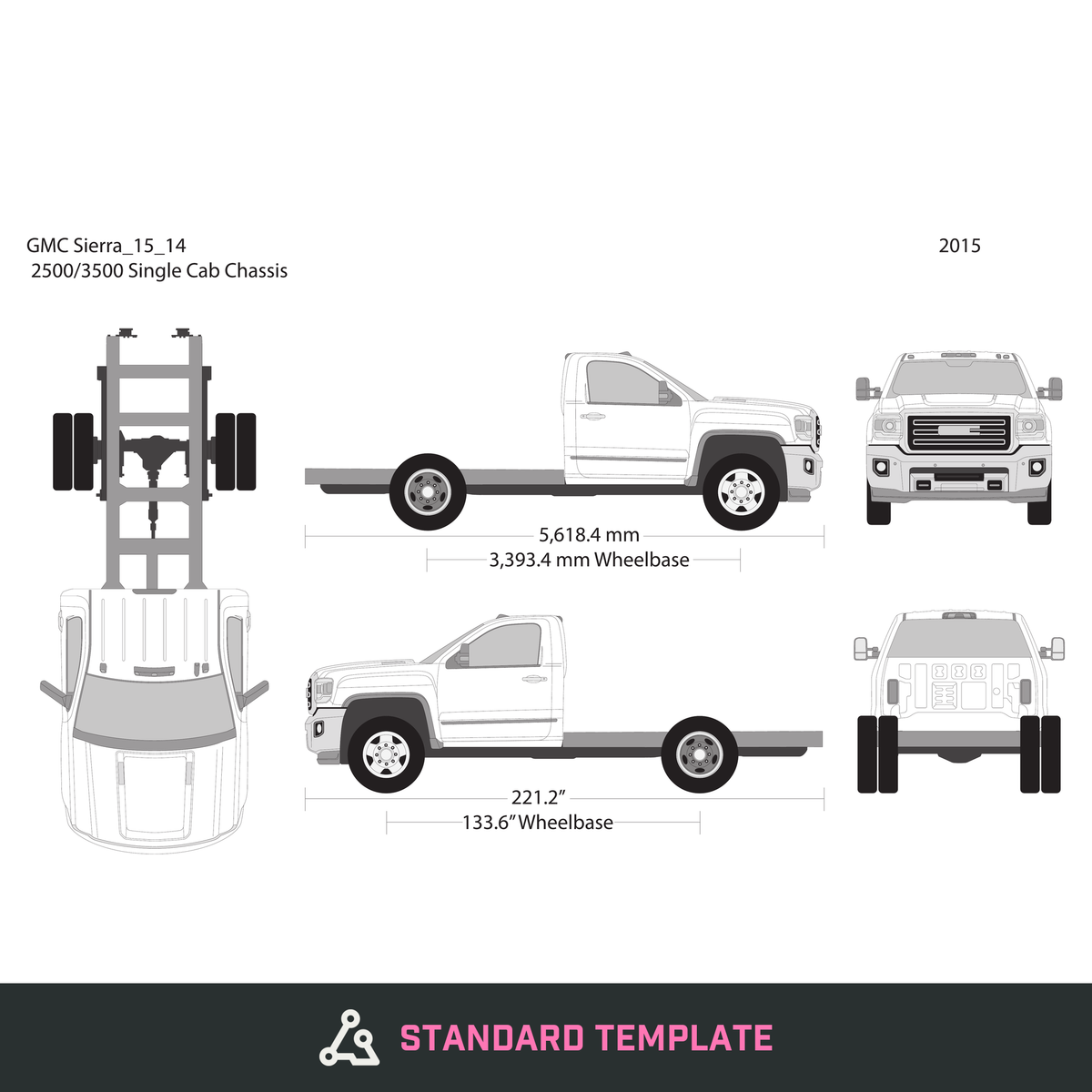 2015 GMC Sierra 2500-3500 HD vector wrap template V14, Design-Ready PDF - GravBase