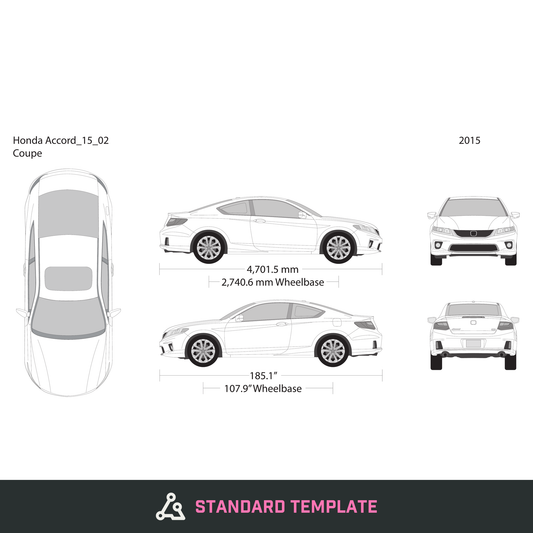 2015 Honda Accord Coupe vector wrap template, Design-Ready PDF - GravBase