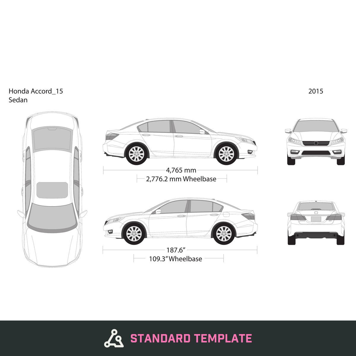 2015 Honda Accord Sedan vector wrap template, Design-Ready PDF - GravBase
