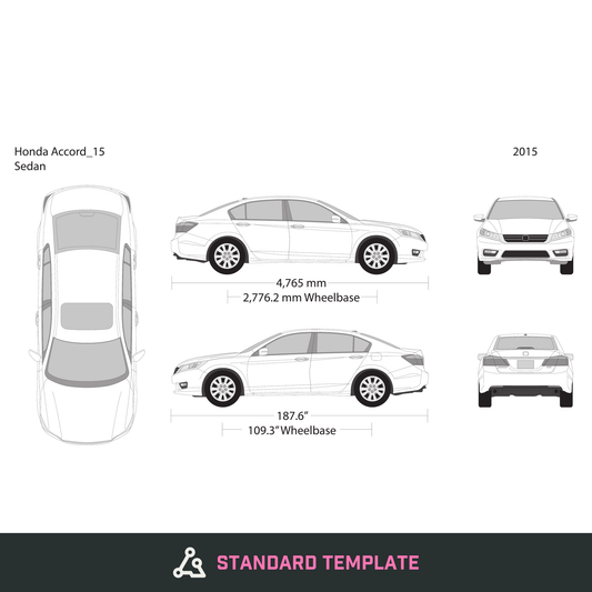 2015 Honda Accord Sedan vector wrap template, Design-Ready PDF - GravBase