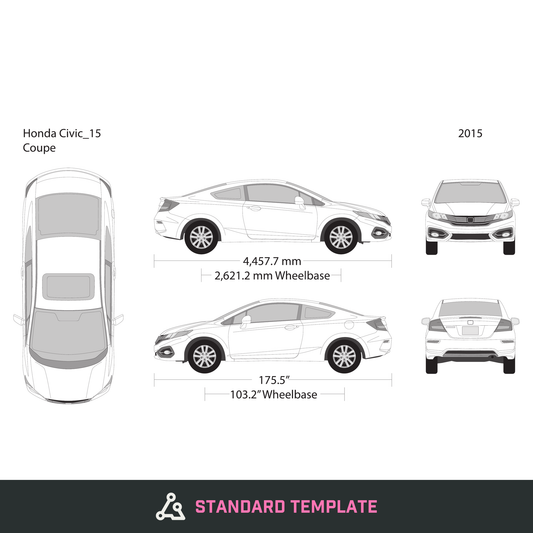 2015 Honda Civic Coupe vector wrap template, Design-Ready PDF - GravBase