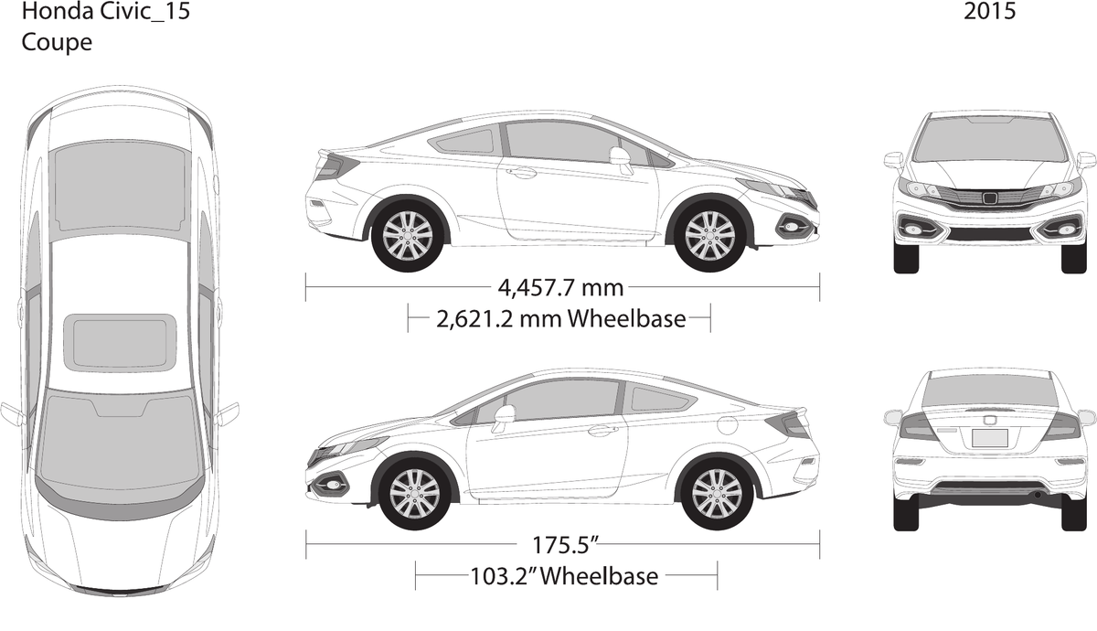 2015 Honda Civic Coupe vector wrap template, Design-Ready PDF - GravBase