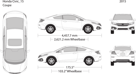 2015 Honda Civic Coupe vector wrap template, Design-Ready PDF - GravBase