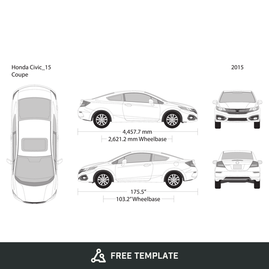 2015 Honda Civic Coupe free vector vehicle wrap template - GravBase