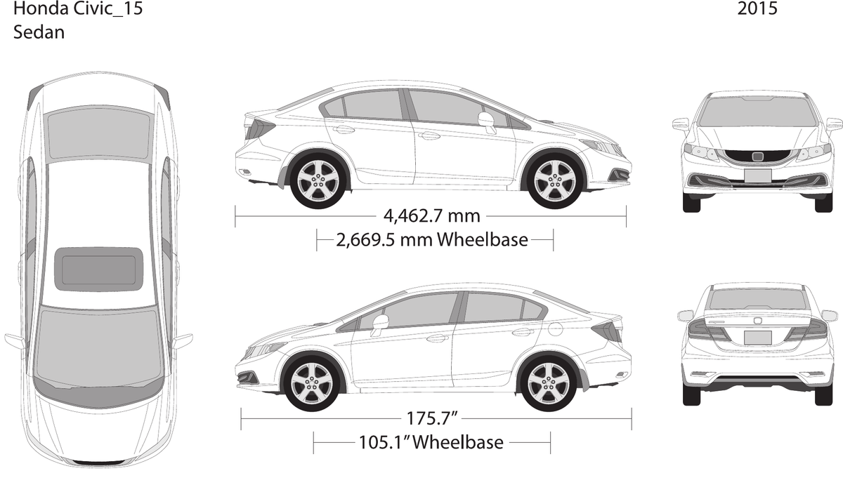 2015 Honda Civic Sedan vector wrap template, Design-Ready PDF - GravBase