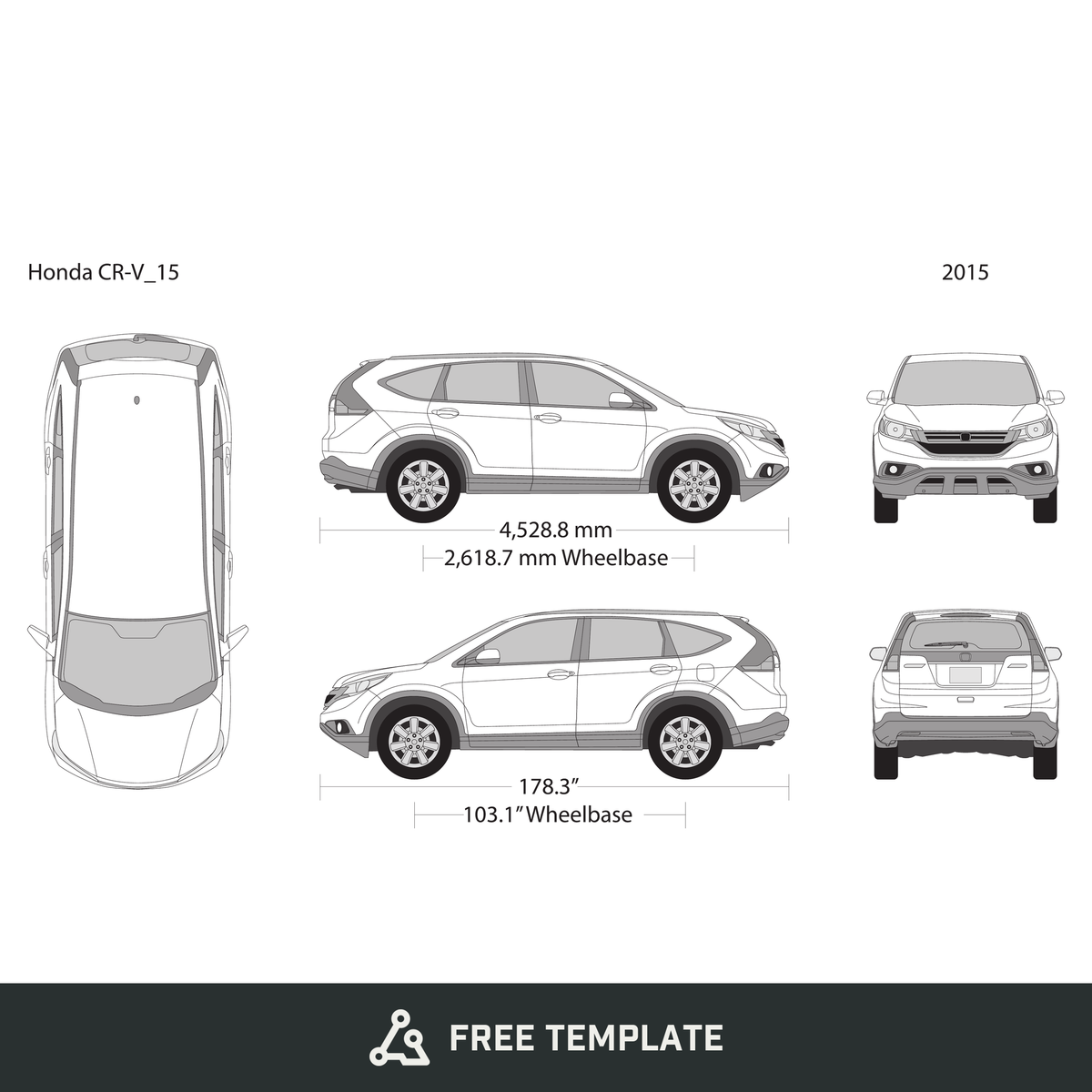 2015 Honda CR-V free vector vehicle wrap template - GravBase