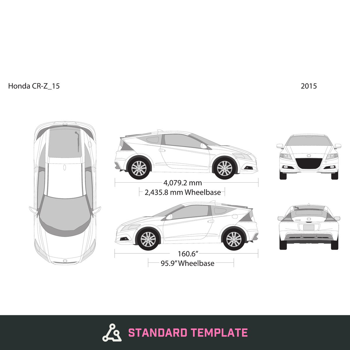 2015 Honda CR-Z vector wrap template, Design-Ready PDF - GravBase