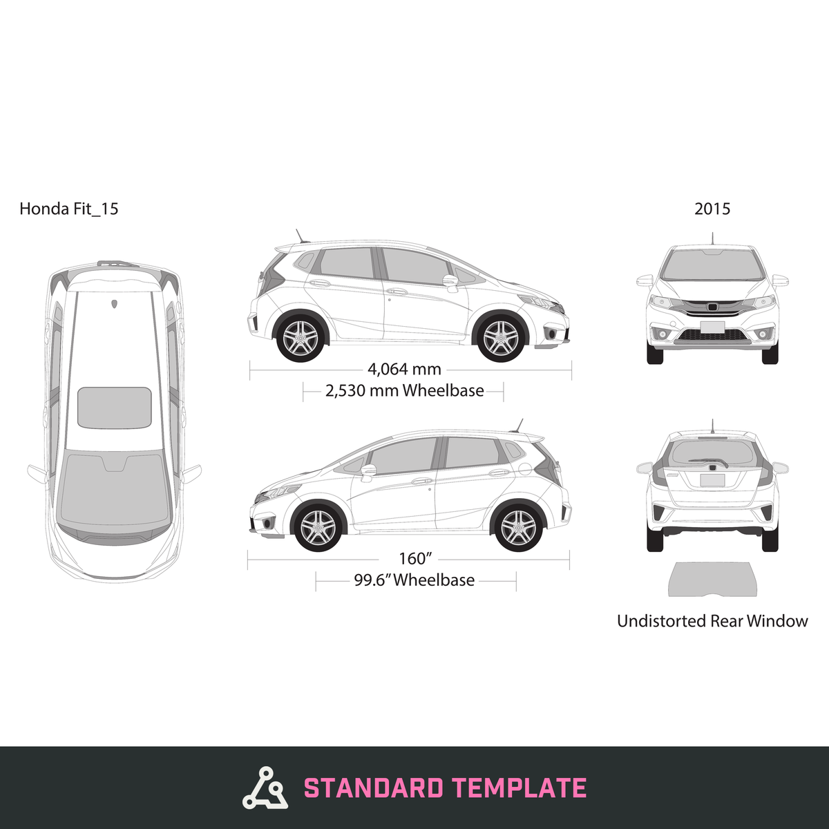 2015 Honda Fit vector wrap template, Design-Ready PDF - GravBase