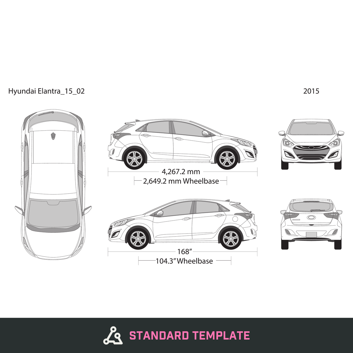 2015 Hyundai Elantra vector wrap template V02, Design-Ready PDF - GravBase