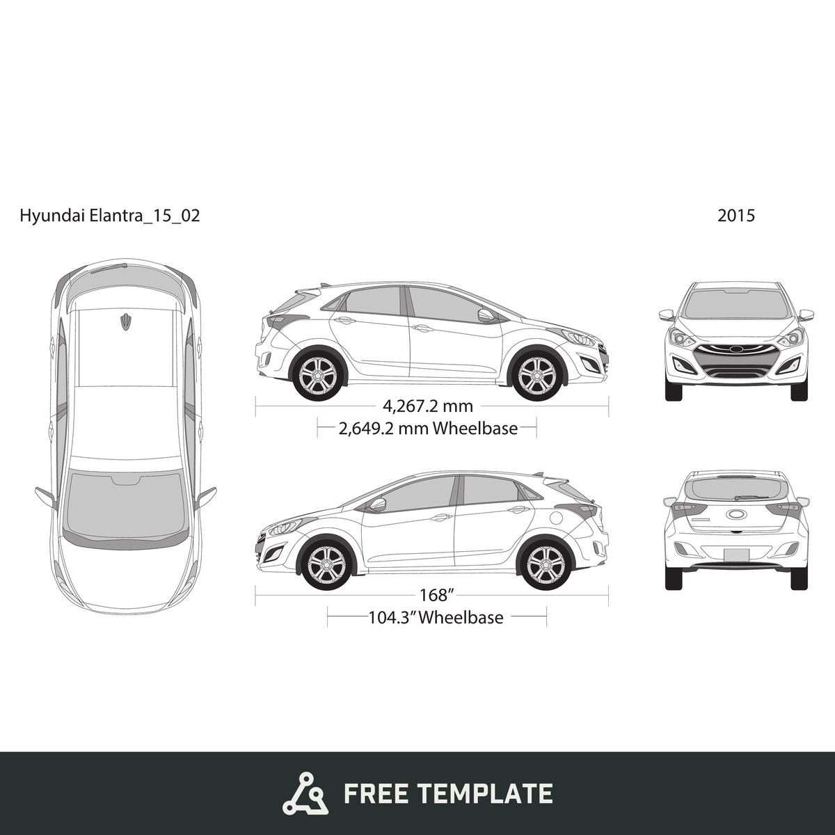 2015 Hyundai Elantra free vector vehicle wrap template - GravBase